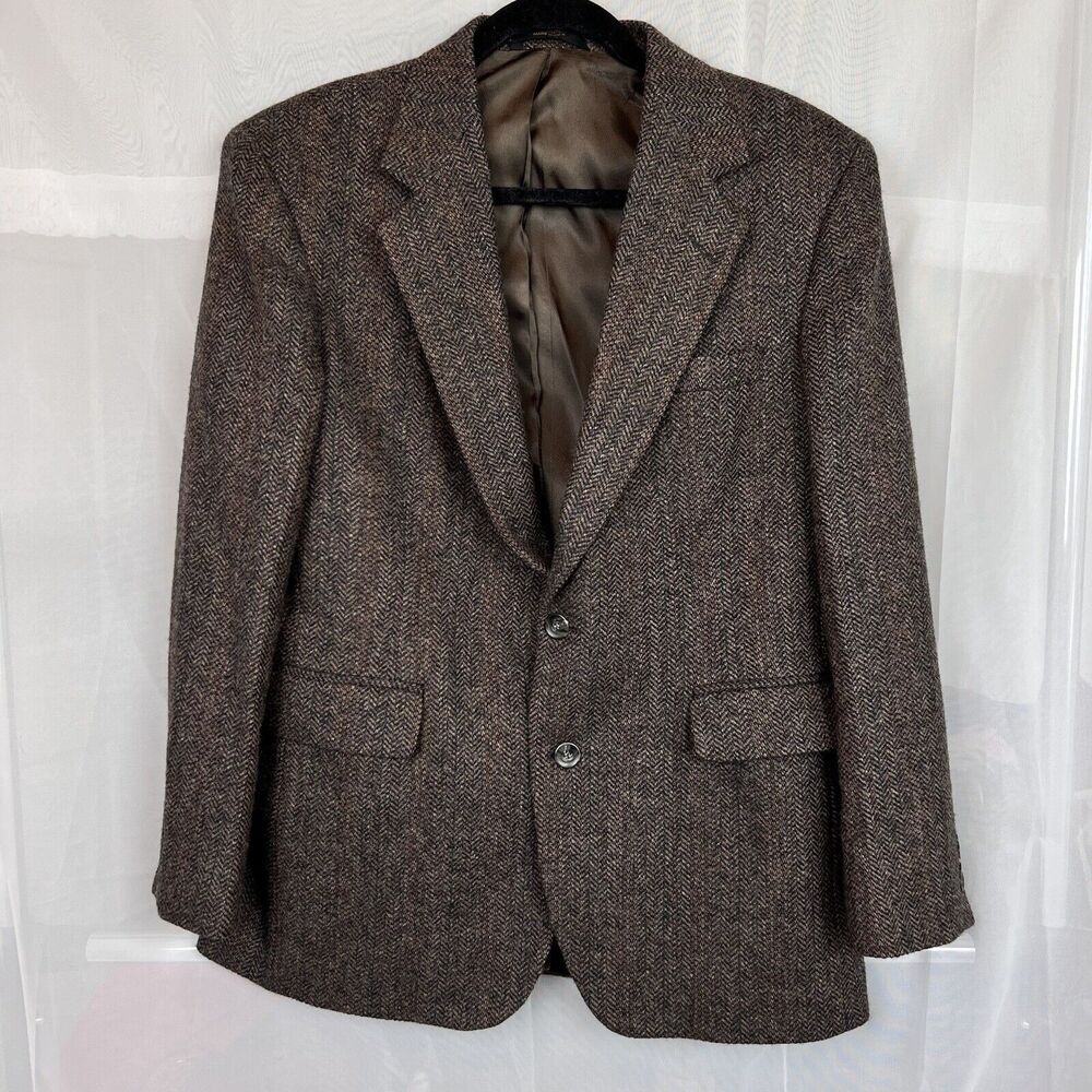 Haggar Imperial 100% wool Tweed Size 40s Blazer Menswear Two Button herringbone